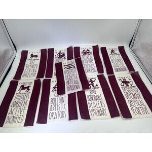 9 Art Deco Zodiac Cocktail Napkins by Artist Tom Lamb Horoscope Linen Barware